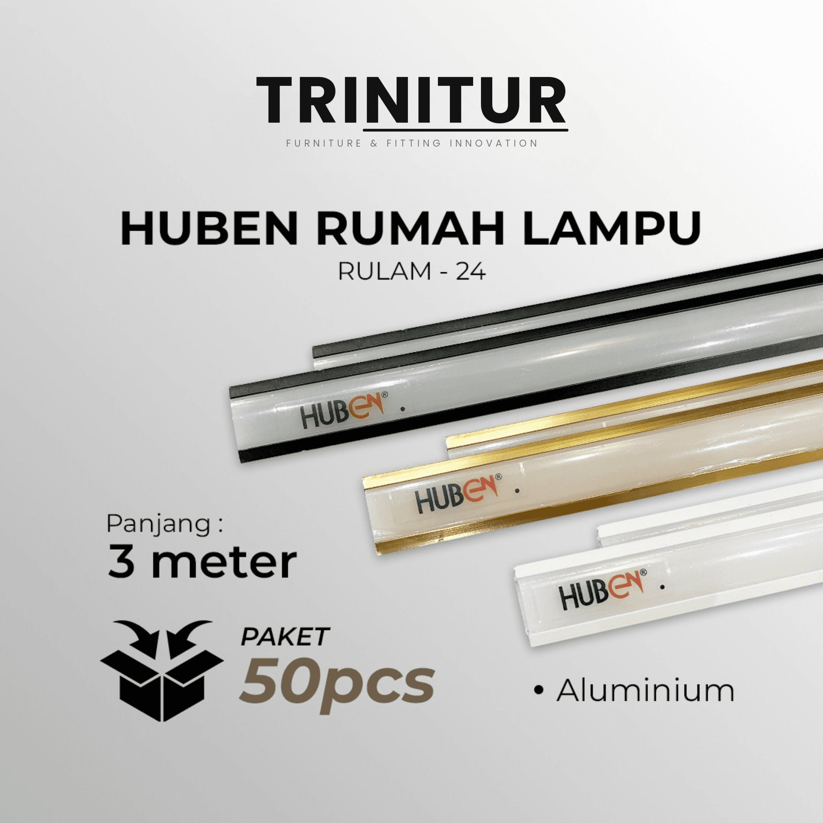Huben Profile Aluminium LED RULAM-24 (Paket 50pcs)